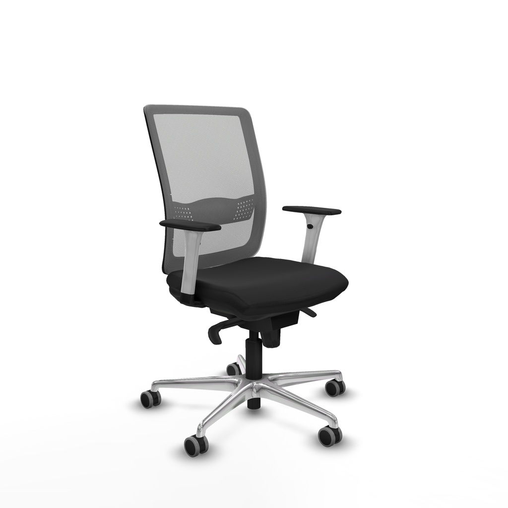Haches sincro malla gris similpiel negro brazos blancos base aluminio ruedas 65mm engomadas