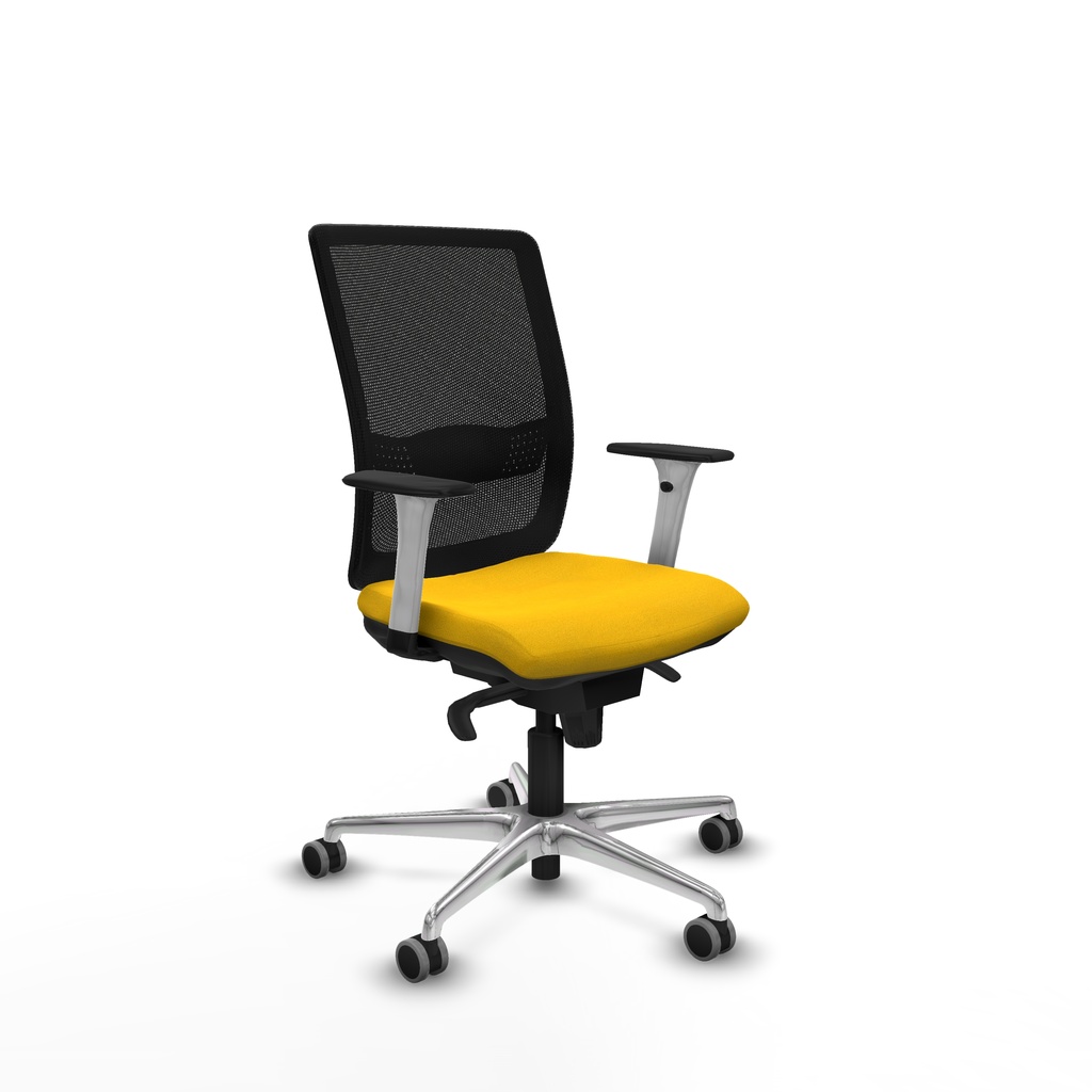 Haches sincro malla negra bali amarillo brazos blancos base aluminio ruedas 65mm engomadas