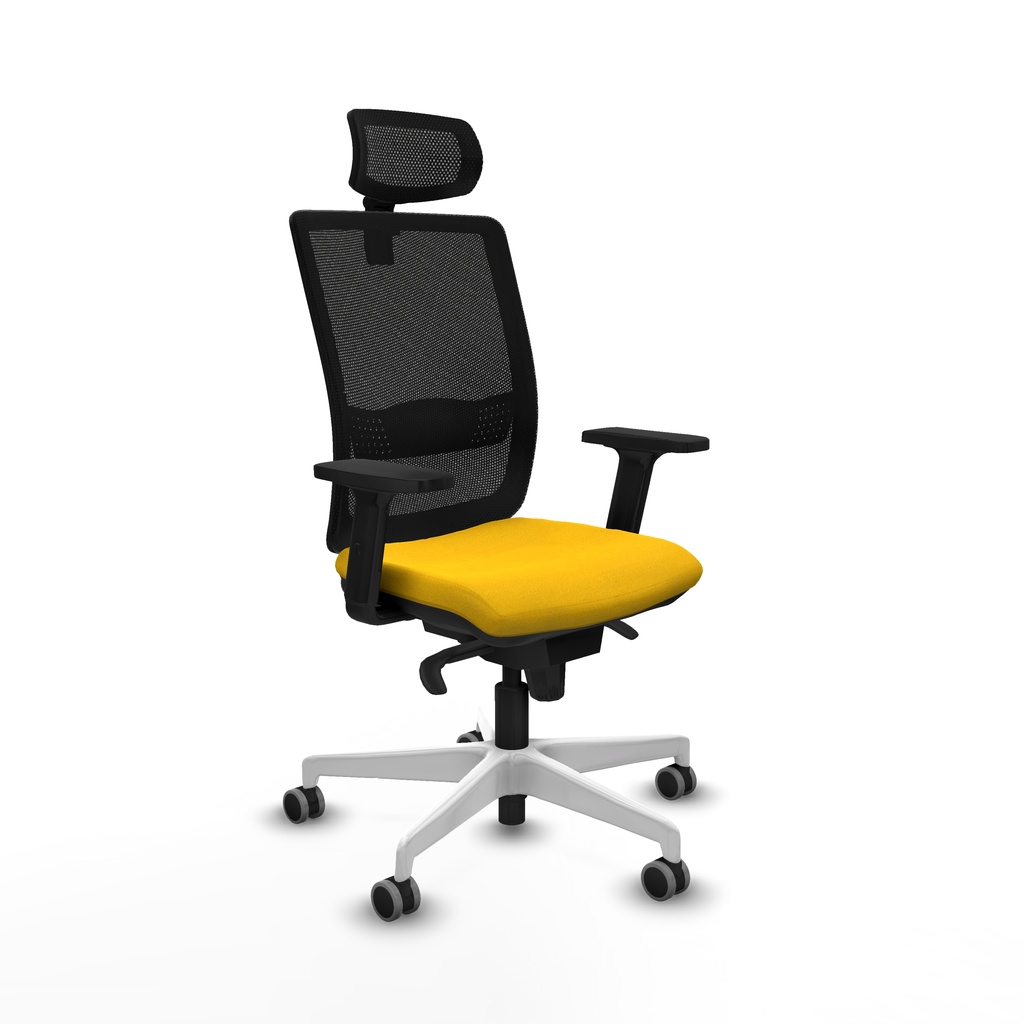 Haches sincro malla negra bali amarillo brazos 2D base blanca cabecero malla 2D ruedas 65mm engomadas