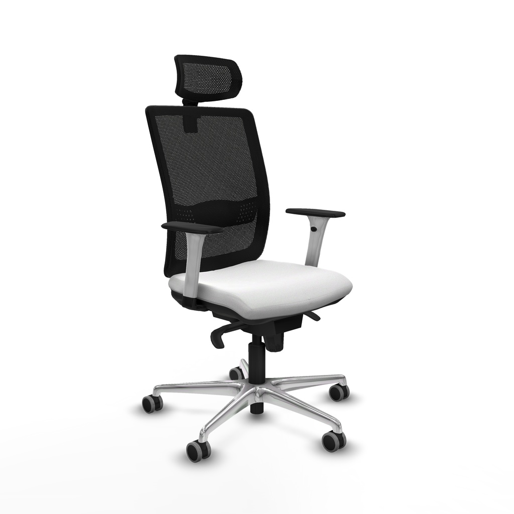 Haches sincro malla negra bali blanco brazos blancos base aluminio cabecero malla 2D ruedas 65mm engomadas
