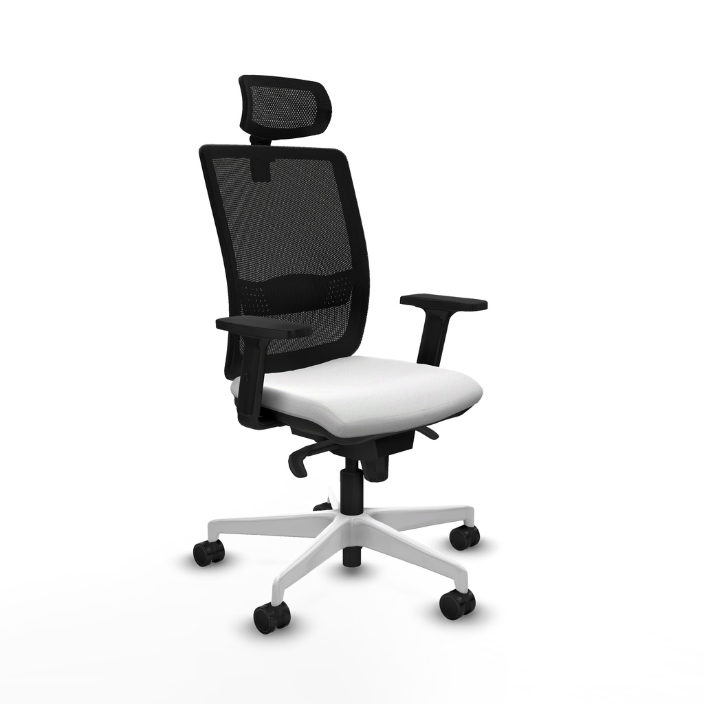 Haches sincro malla negra bali blanco brazos 2D base blanca cabecero malla 2D ruedas 65mm nailon