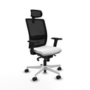 Haches sincro malla negra bali blanco brazos 2D base blanca cabecero malla 2D ruedas 65mm nailon