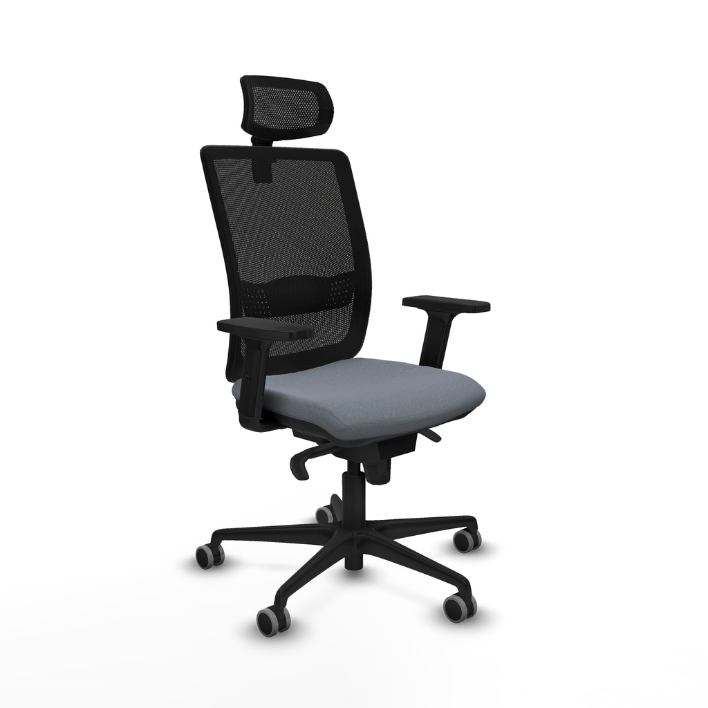 Haches sincro malla negra bali gris brazos 2D base nailon cabecero malla 2D ruedas 65mm engomadas