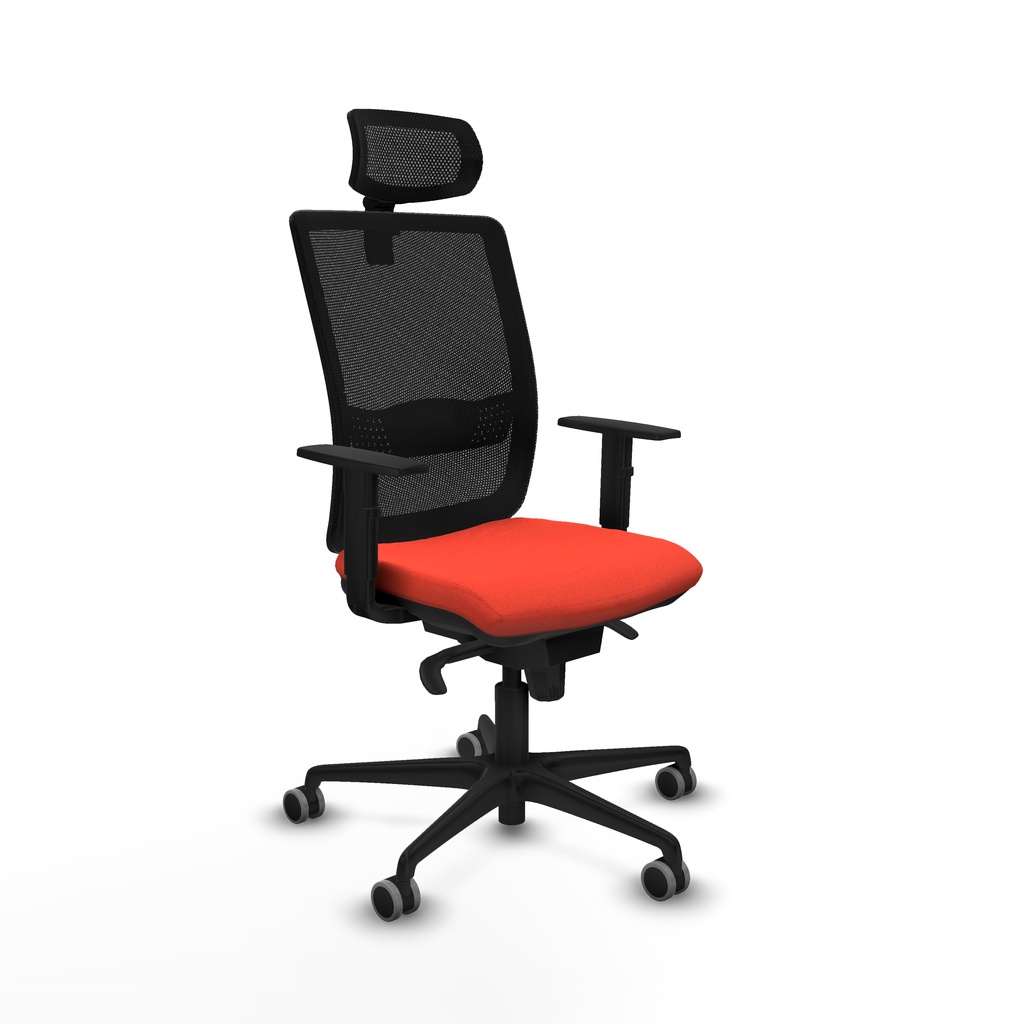Haches sincro malla negra bali naranja oscuro brazos 1D base nailon cabecero malla 2D ruedas 65mm engomadas
