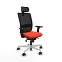 Haches sincro malla negra bali naranja oscuro brazos 2D base blanca cabecero malla 2D ruedas 65mm nailon