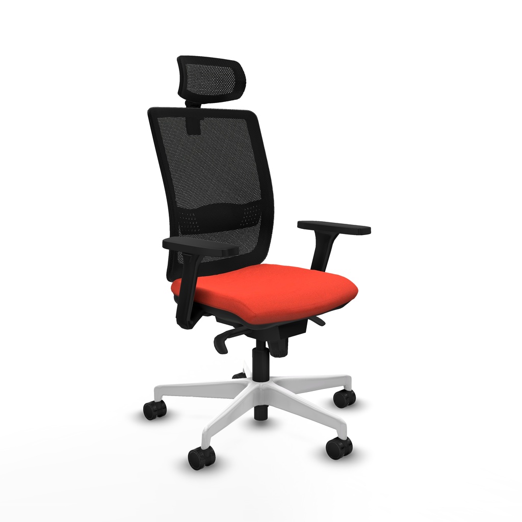Haches sincro malla negra bali naranja oscuro brazos 3D base blanca cabecero malla 2D ruedas 65mm nailon