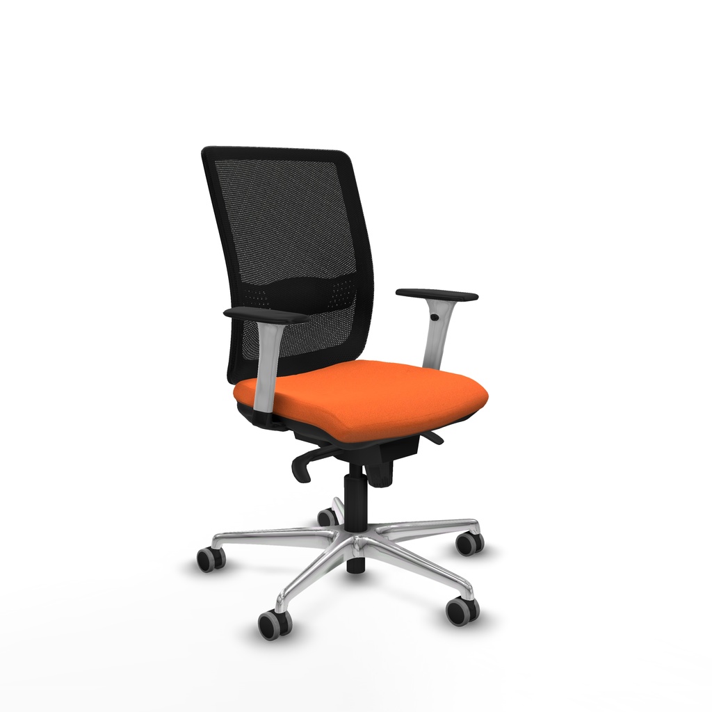 Haches sincro malla negra bali naranja brazos blancos base aluminio ruedas 65mm engomadas