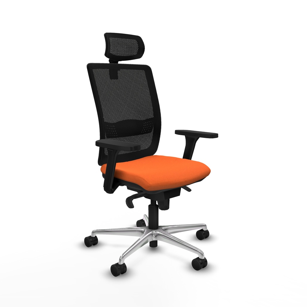 Haches sincro malla negra bali naranja brazos 3D base aluminio cabecero malla 2D ruedas 65mm nailon