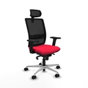 Haches sincro malla negra bali rojo brazos 2D base aluminio cabecero malla 2D ruedas 65mm nailon