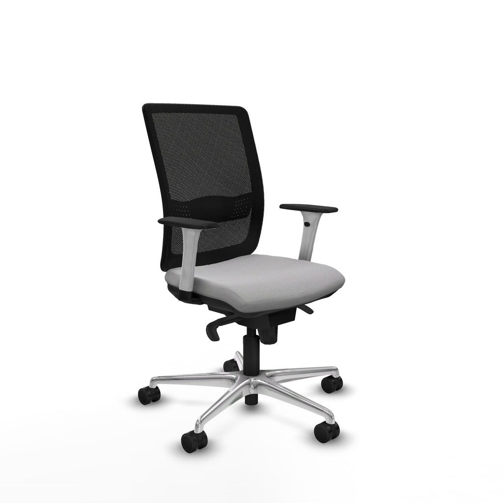 Haches sincro malla negra bali gris claro brazos blancos base aluminio ruedas 65mm nailon