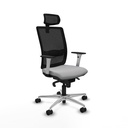 Haches sincro malla negra bali gris claro brazos blancos base aluminio cabecero malla 2D ruedas 65mm nailon