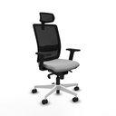 Haches sincro malla negra bali gris claro brazos 2D base blanca cabecero malla 2D ruedas 65mm nailon