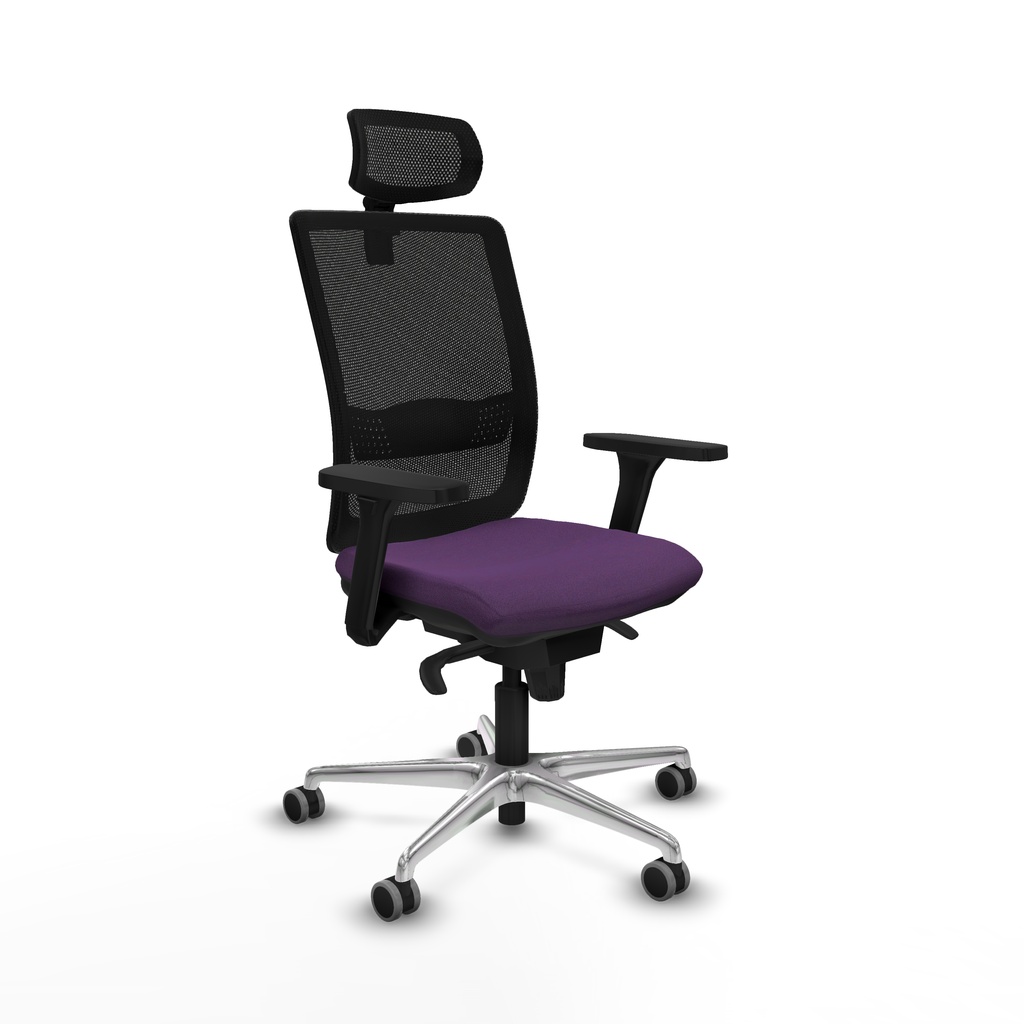 Haches sincro malla negra bali morado brazos 3D base aluminio cabecero malla 2D ruedas 65mm engomadas