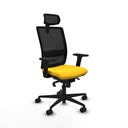 Haches sincro malla negra similpiel amarillo brazos 2D base nailon cabecero malla 2D ruedas 65mm nailon