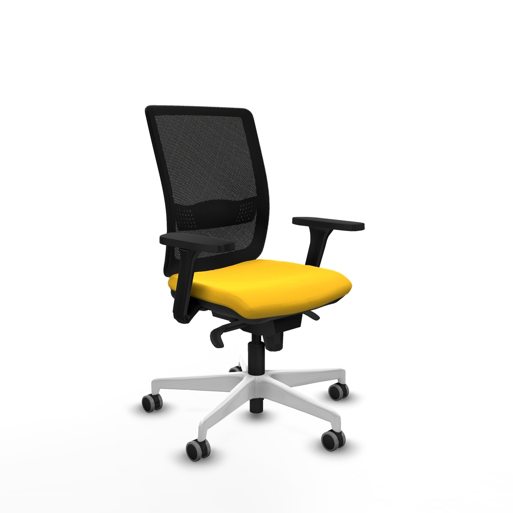 Haches sincro malla negra similpiel amarillo brazos 3D base blanca ruedas 65mm engomadas