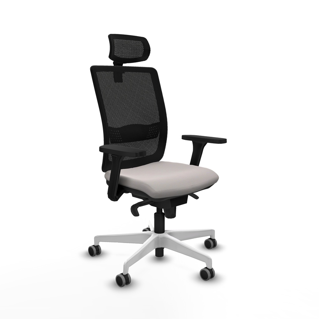 Haches sincro malla negra similpiel blanco brazos 3D base blanca cabecero malla 2D ruedas 65mm engomadas