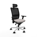Haches sincro malla negra similpiel blanco brazos 3D base blanca cabecero malla 2D ruedas 65mm nailon