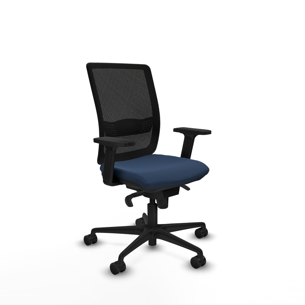 Haches sincro malla negra similpiel azul marino brazos 2D base nailon ruedas 65mm nailon