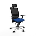 Haches sincro malla negra similpiel azul brazos 3D base aluminio cabecero malla 2D ruedas 65mm nailon