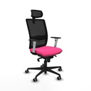 Haches sincro malla negra similpiel rosa brazos blancos base nailon cabecero malla 2D ruedas 65mm engomadas