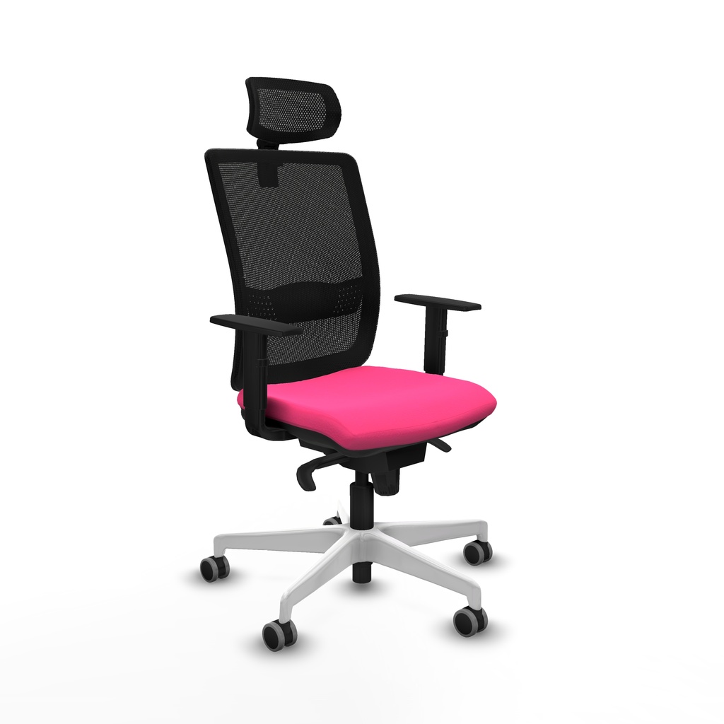Haches sincro malla negra similpiel rosa brazos 1D base blanca cabecero malla 2D ruedas 65mm engomadas