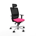 Haches sincro malla negra similpiel rosa brazos 1D base blanca cabecero malla 2D ruedas 65mm nailon
