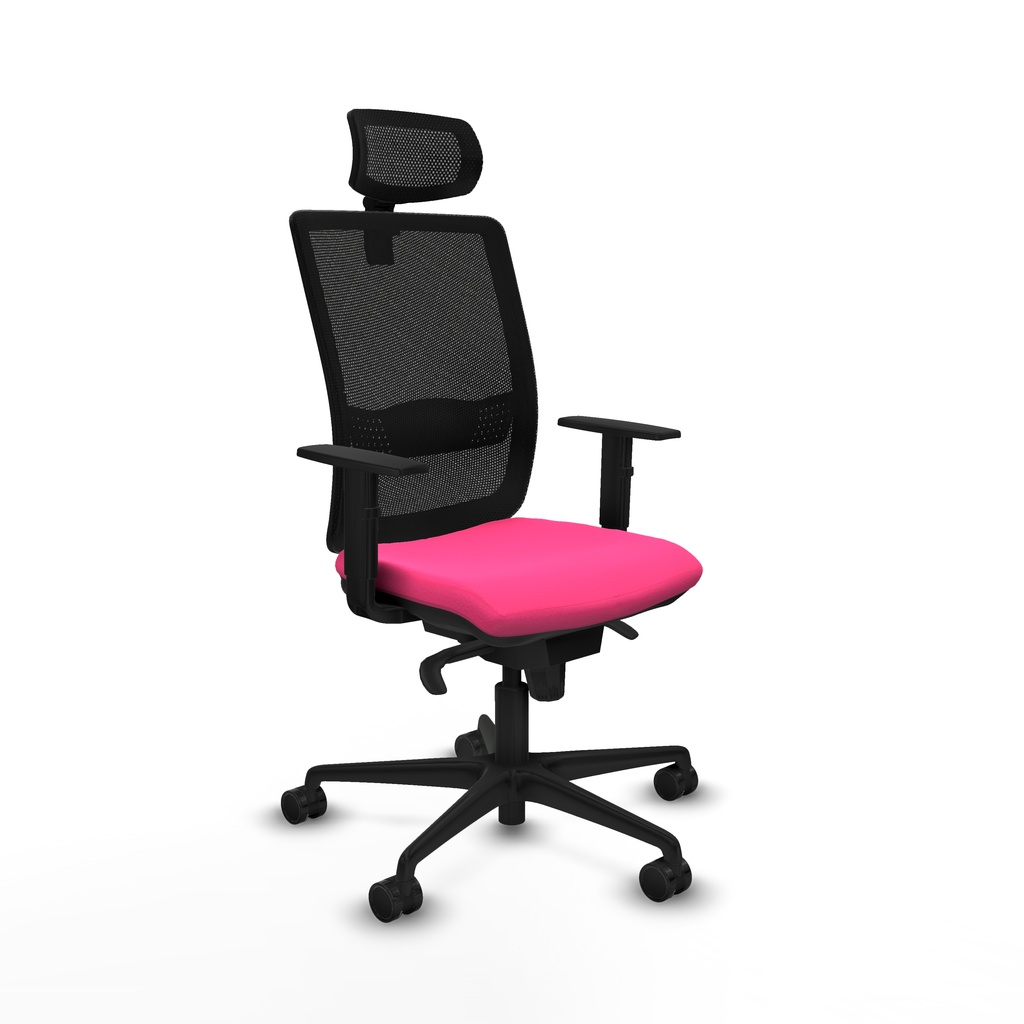 Haches sincro malla negra similpiel rosa brazos 1D base nailon cabecero malla 2D ruedas 65mm nailon