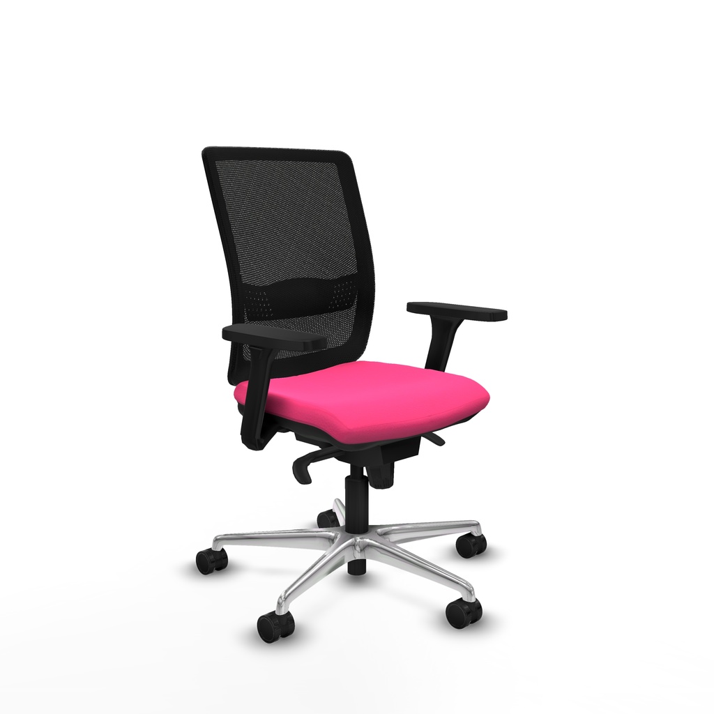 Haches sincro malla negra similpiel rosa brazos 3D base aluminio ruedas 65mm nailon