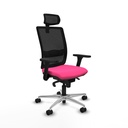 Haches sincro malla negra similpiel rosa brazos 3D base aluminio cabecero malla 2D ruedas 65mm nailon