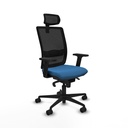 Haches sincro malla negra similpiel azul claro brazos 2D base nailon cabecero malla 2D ruedas 65mm nailon