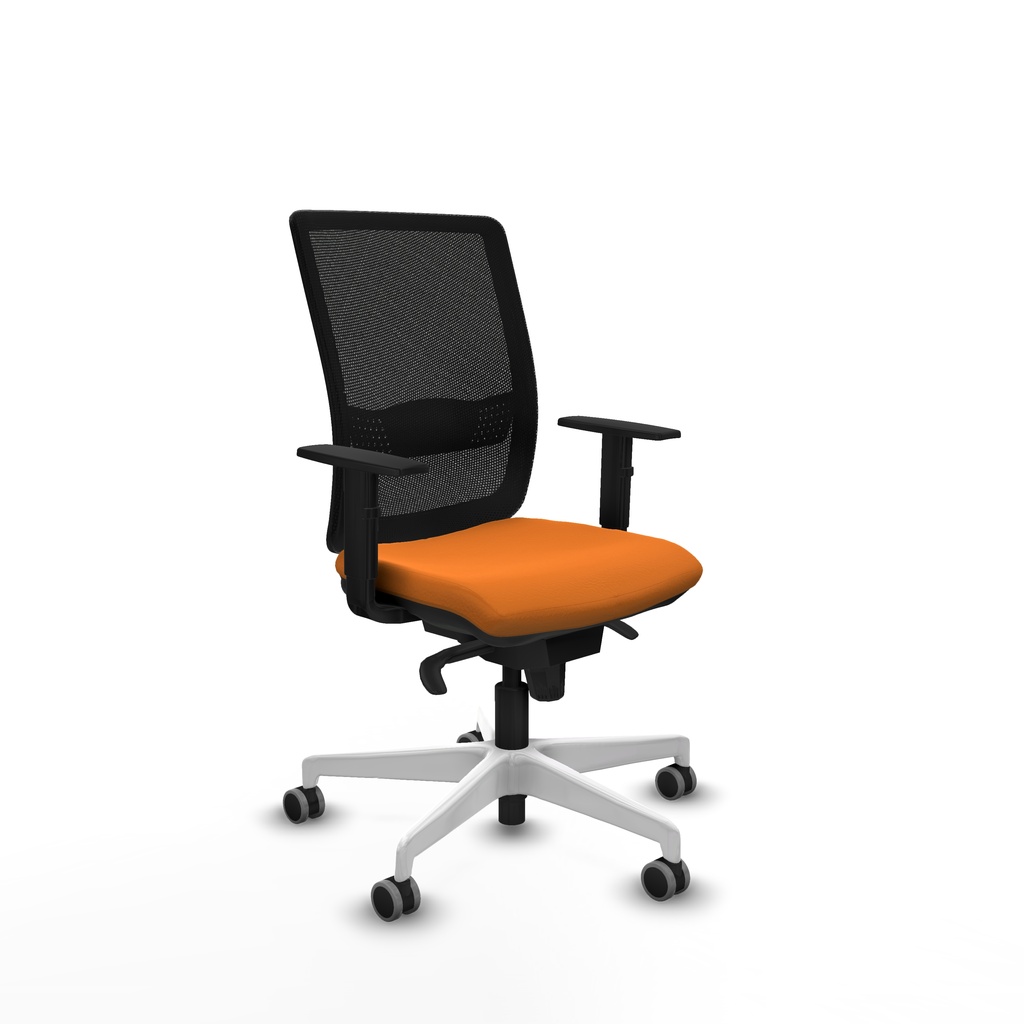 Haches sincro malla negra similpiel naranja brazos 1D base blanca ruedas 65mm engomadas