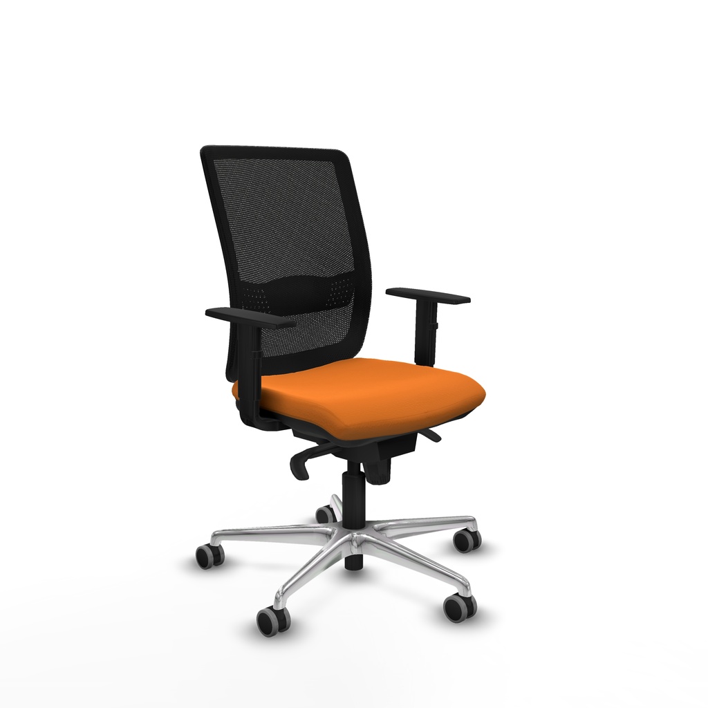 Haches sincro malla negra similpiel naranja brazos 1D base aluminio ruedas 65mm engomadas
