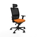 Haches sincro malla negra similpiel naranja brazos 2D base nailon cabecero malla 2D ruedas 65mm nailon
