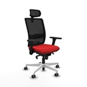Haches sincro malla negra similpiel rojo brazos 3D base blanca cabecero malla 2D ruedas 65mm engomadas