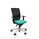 Haches sincro malla negra similpiel turquesa brazos 1D base blanca ruedas 65mm nailon