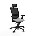 Haches sincro malla negra similpiel gris claro brazos 2D base nailon cabecero malla 2D ruedas 65mm nailon