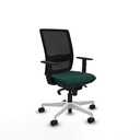 Haches sincro malla negra similpiel verde botella brazos 1D base blanca ruedas 65mm nailon