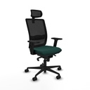 Haches sincro malla negra similpiel verde botella brazos 2D base nailon cabecero malla 2D ruedas 65mm nailon