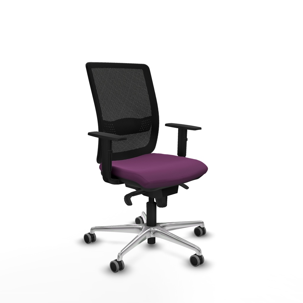 Haches sincro malla negra similpiel morado brazos 1D base aluminio ruedas 65mm engomadas