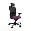 Haches sincro malla negra similpiel morado brazos 2D base nailon cabecero malla 2D ruedas 65mm nailon