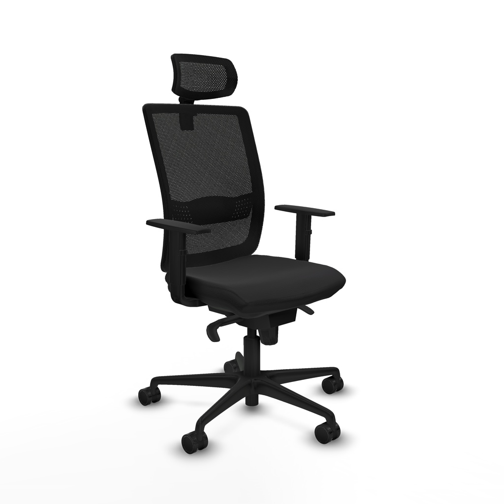 Haches sincro malla negra similpiel negro brazos 1D base nailon cabecero malla 2D ruedas 65mm nailon