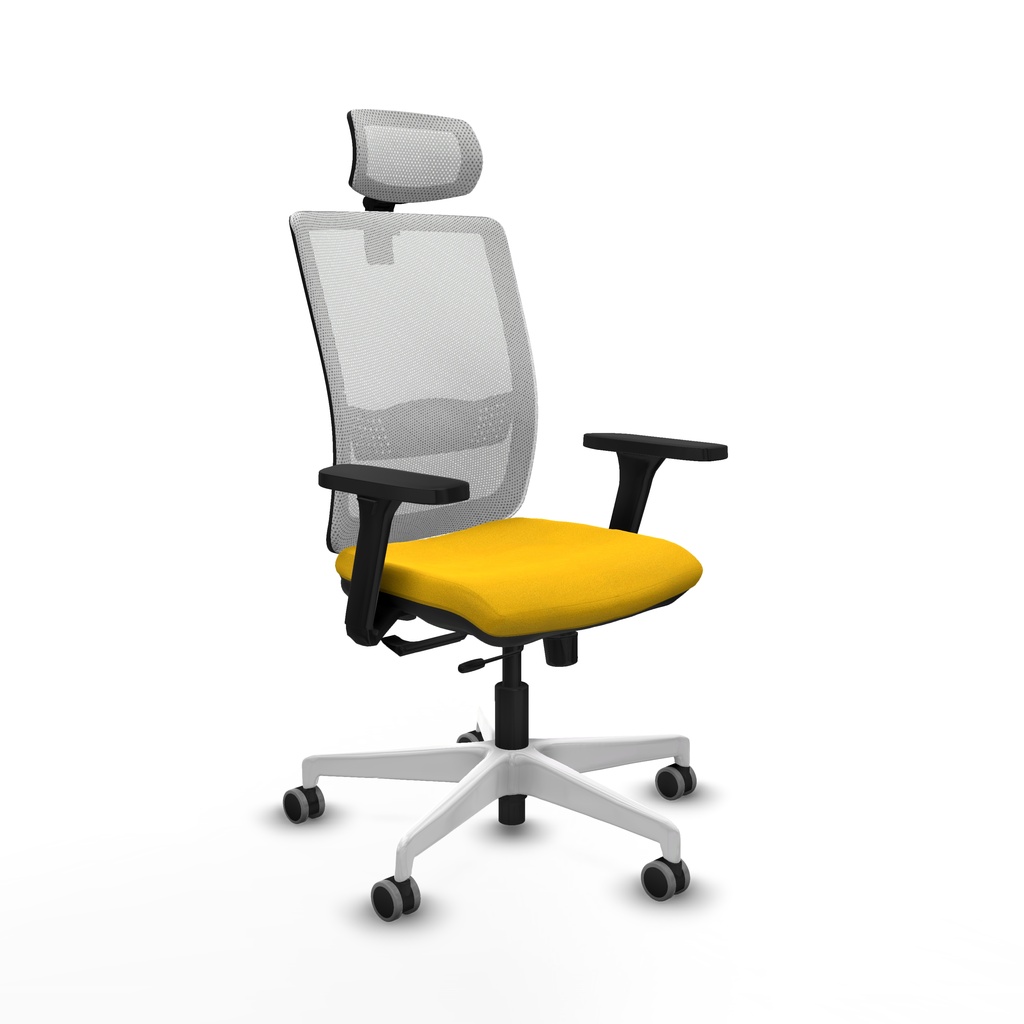 [395STM2B100B3D026G2] Haches traslack malla blanca bali amarillo brazos 3D base blanca cabecero malla 2D ruedas 65mm engomadas