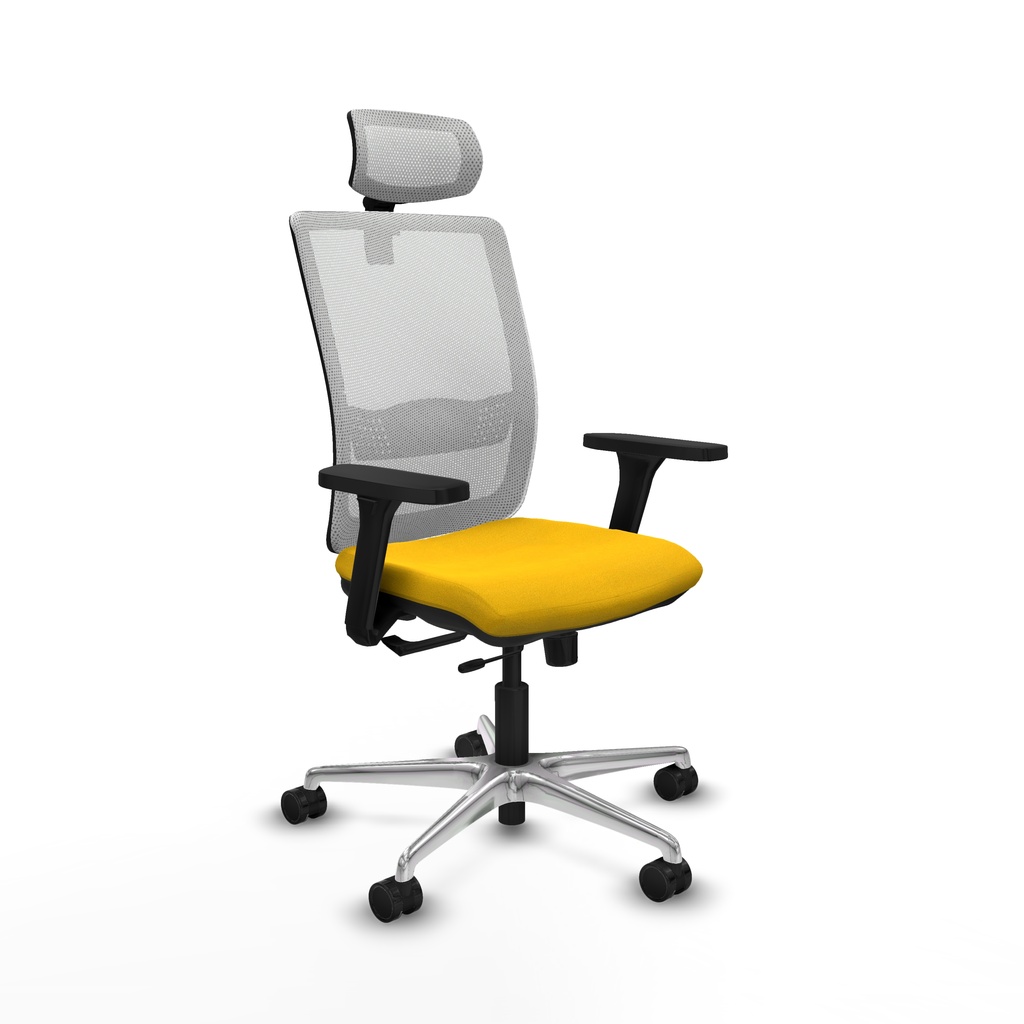 Haches traslack malla blanca bali amarillo brazos 3D base aluminio cabecero malla 2D ruedas 65mm nailon