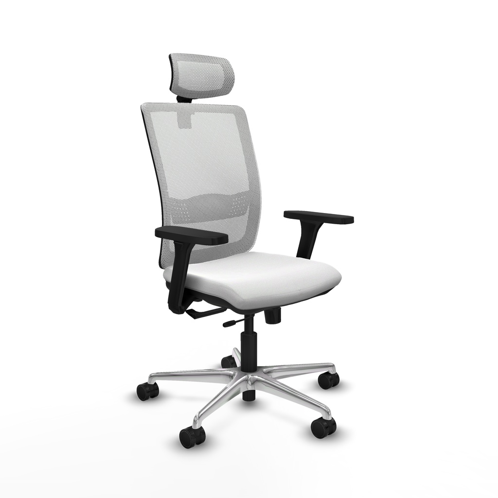 Haches traslack malla blanca bali blanco brazos 3D base aluminio cabecero malla 2D ruedas 65mm nailon