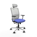 Haches traslack malla blanca bali azul claro brazos blancos base aluminio cabecero malla 2D ruedas 65mm engomadas