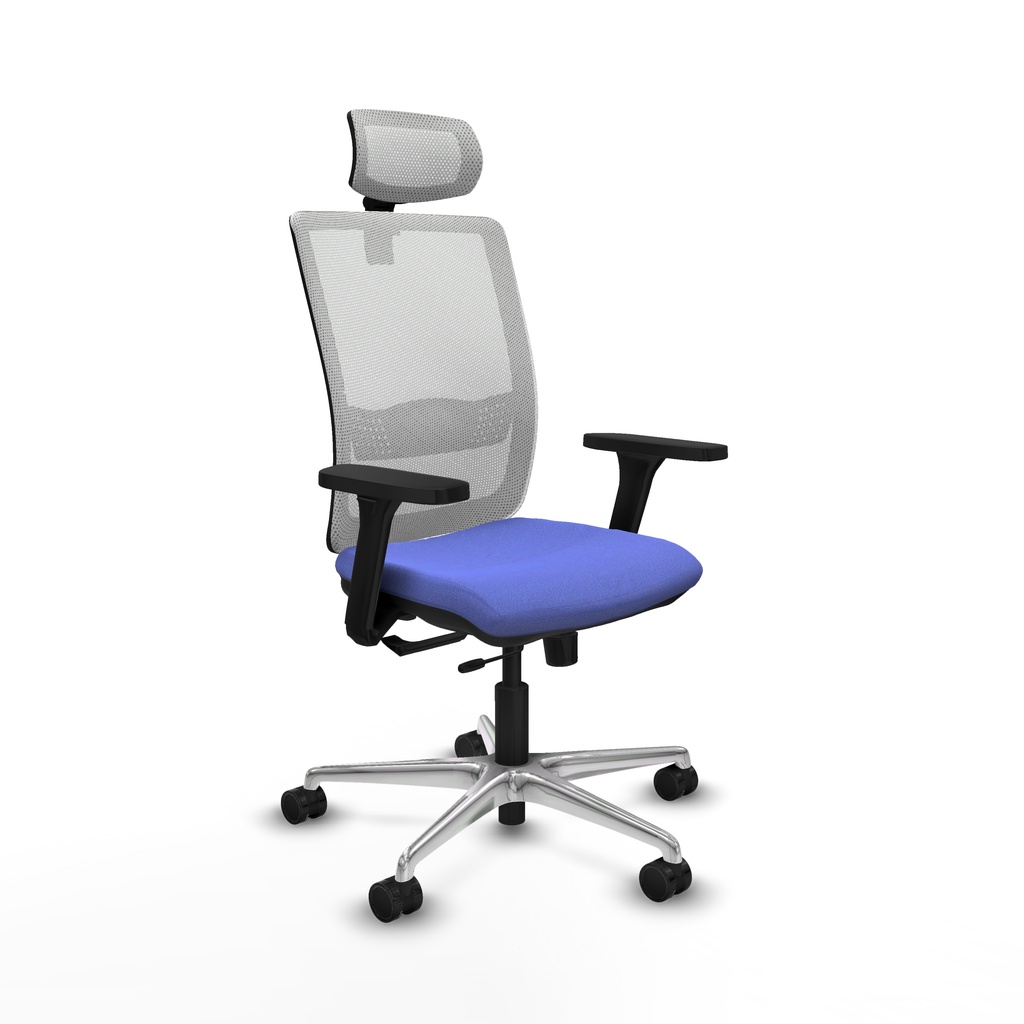 Haches traslack malla blanca bali azul claro brazos 3D base aluminio cabecero malla 2D ruedas 65mm nailon