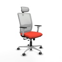Haches traslack malla blanca bali naranja oscuro brazos blancos base aluminio cabecero malla 2D ruedas 65mm engomadas