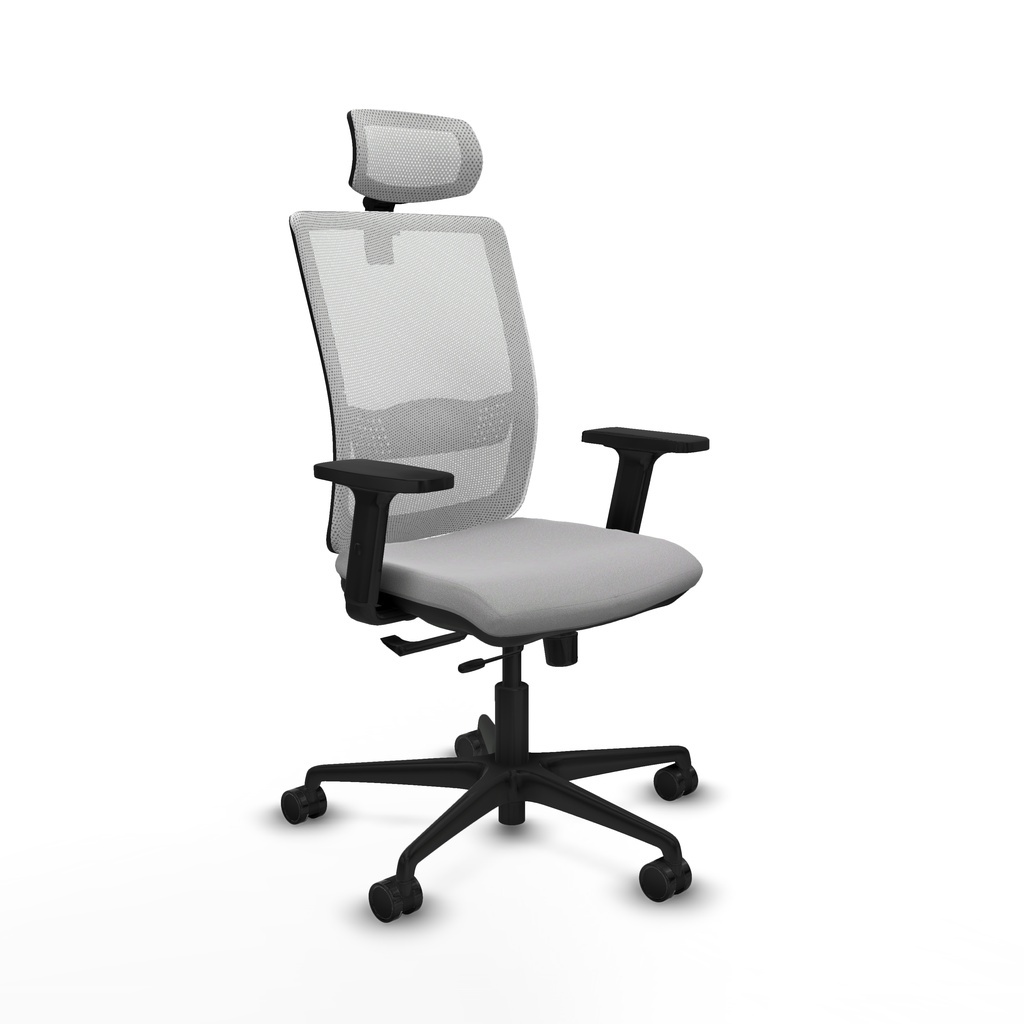 Haches traslack malla blanca bali gris claro brazos 2D base nailon cabecero malla 2D ruedas 65mm nailon