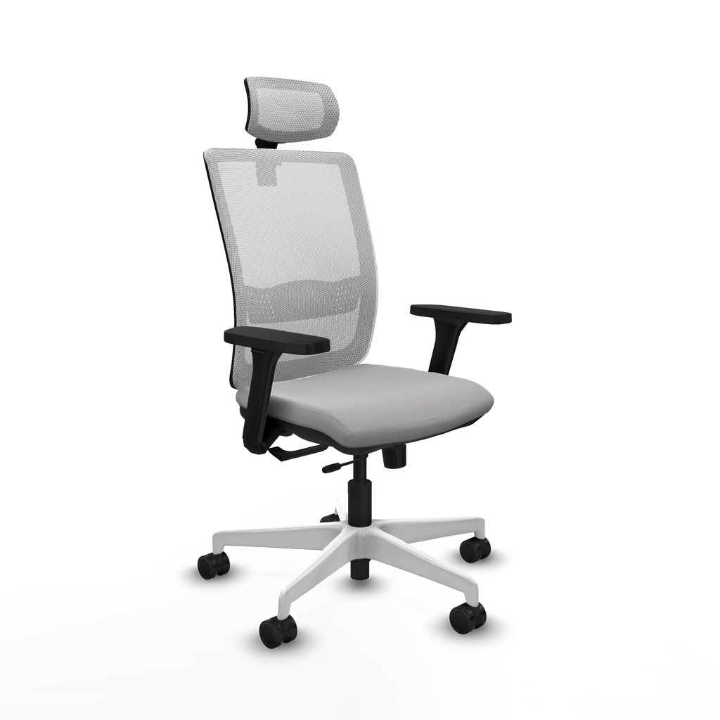 Haches traslack malla blanca bali gris claro brazos 3D base blanca cabecero malla 2D ruedas 65mm nailon