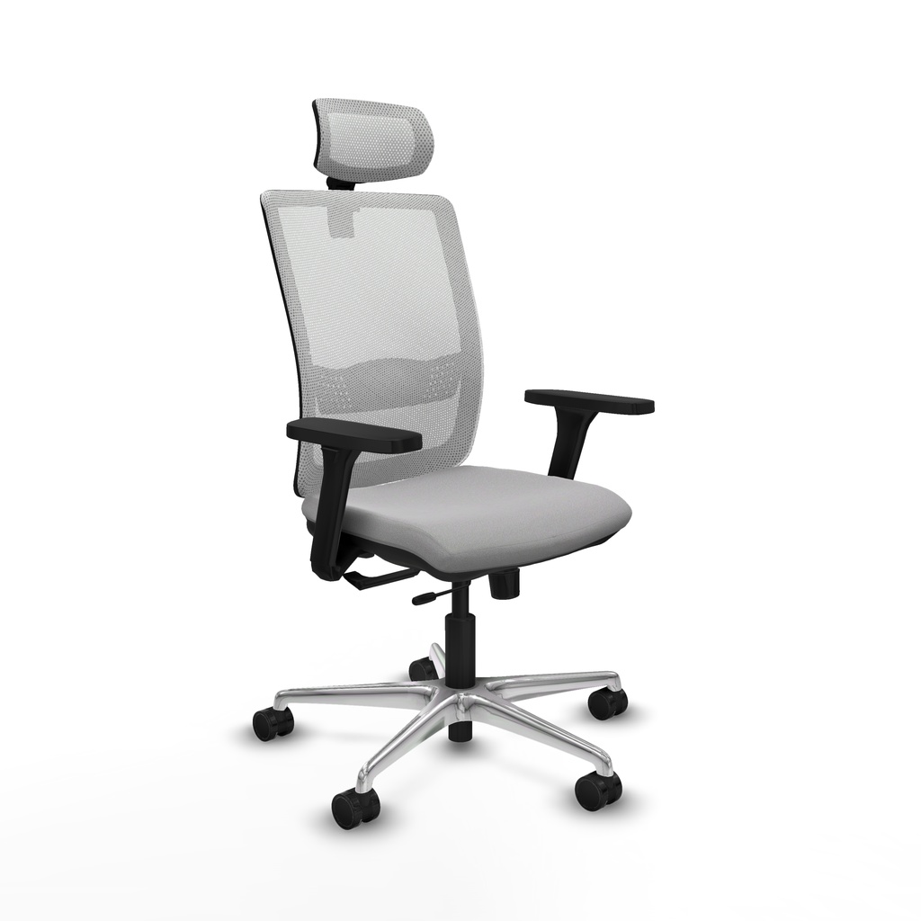 Haches traslack malla blanca bali gris claro brazos 3D base aluminio cabecero malla 2D ruedas 65mm nailon